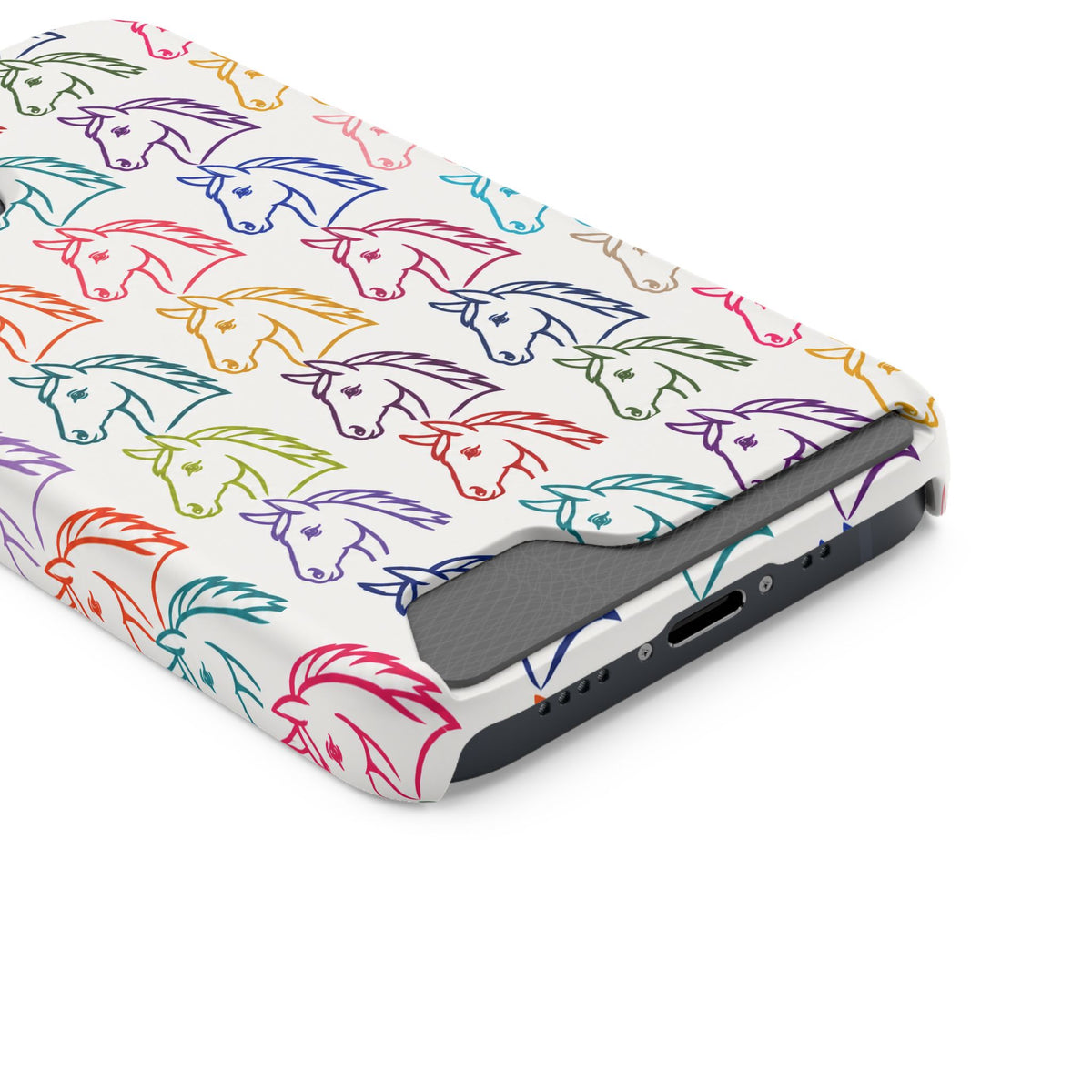 Colorful Horse Pattern Phone Case | Equestrian Horse Lover Slim Wallet Phone Case