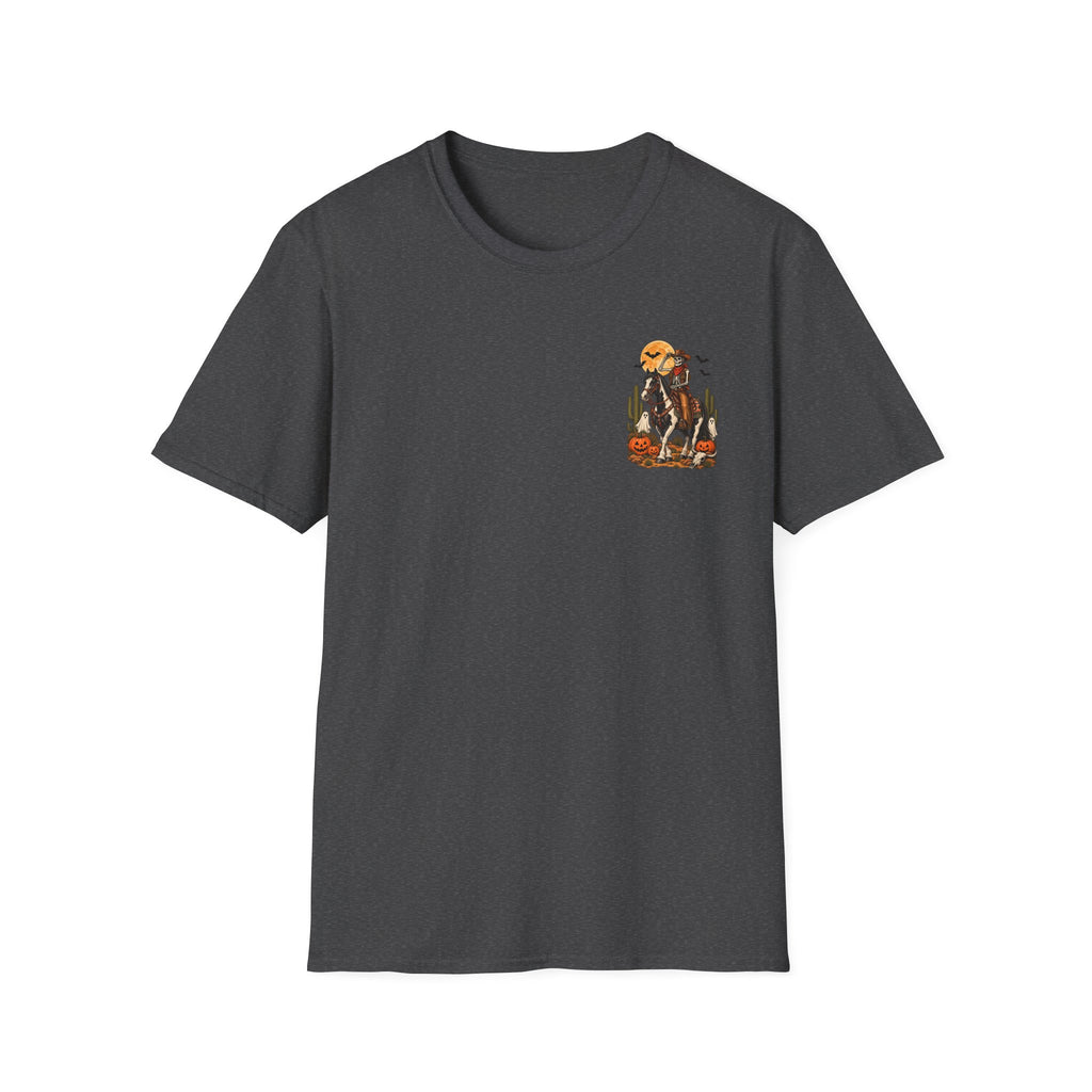 Western Halloween Skeleton Cowboy Horse T-Shirt – Spooky Equestrian Tee