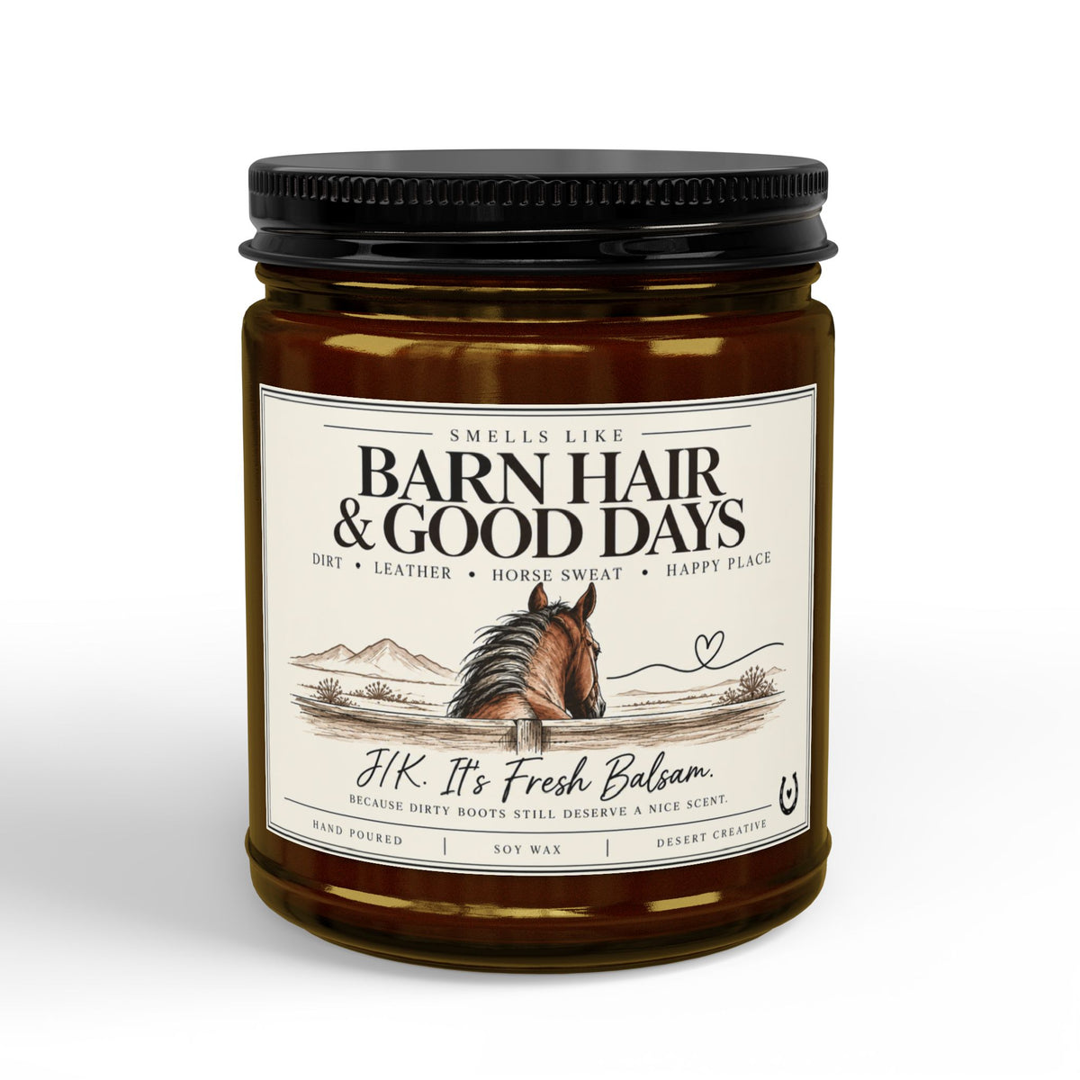 Barn Hair & Good Days Fresh Balsam Candle – Funny Equestrian Gift