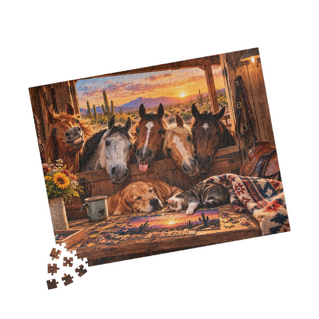 Funny Horse Puzzle – Barn Life Jigsaw Puzzle for Horse Lovers, Equestrian Gift