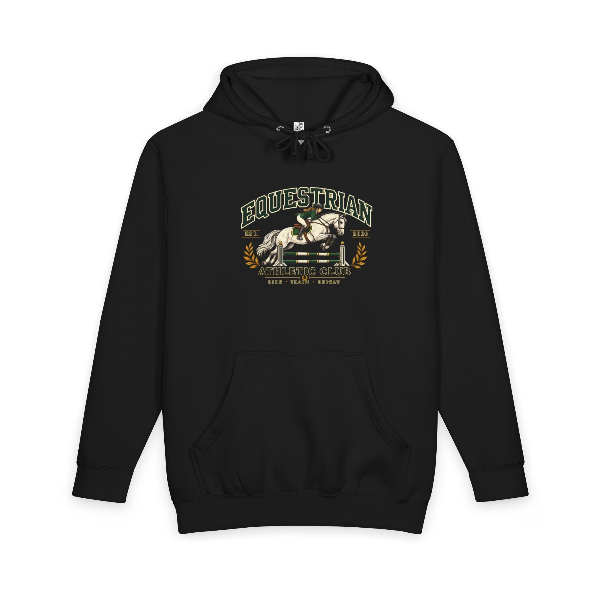 Equestrian Athletic Club hoodie with vintage horse crest