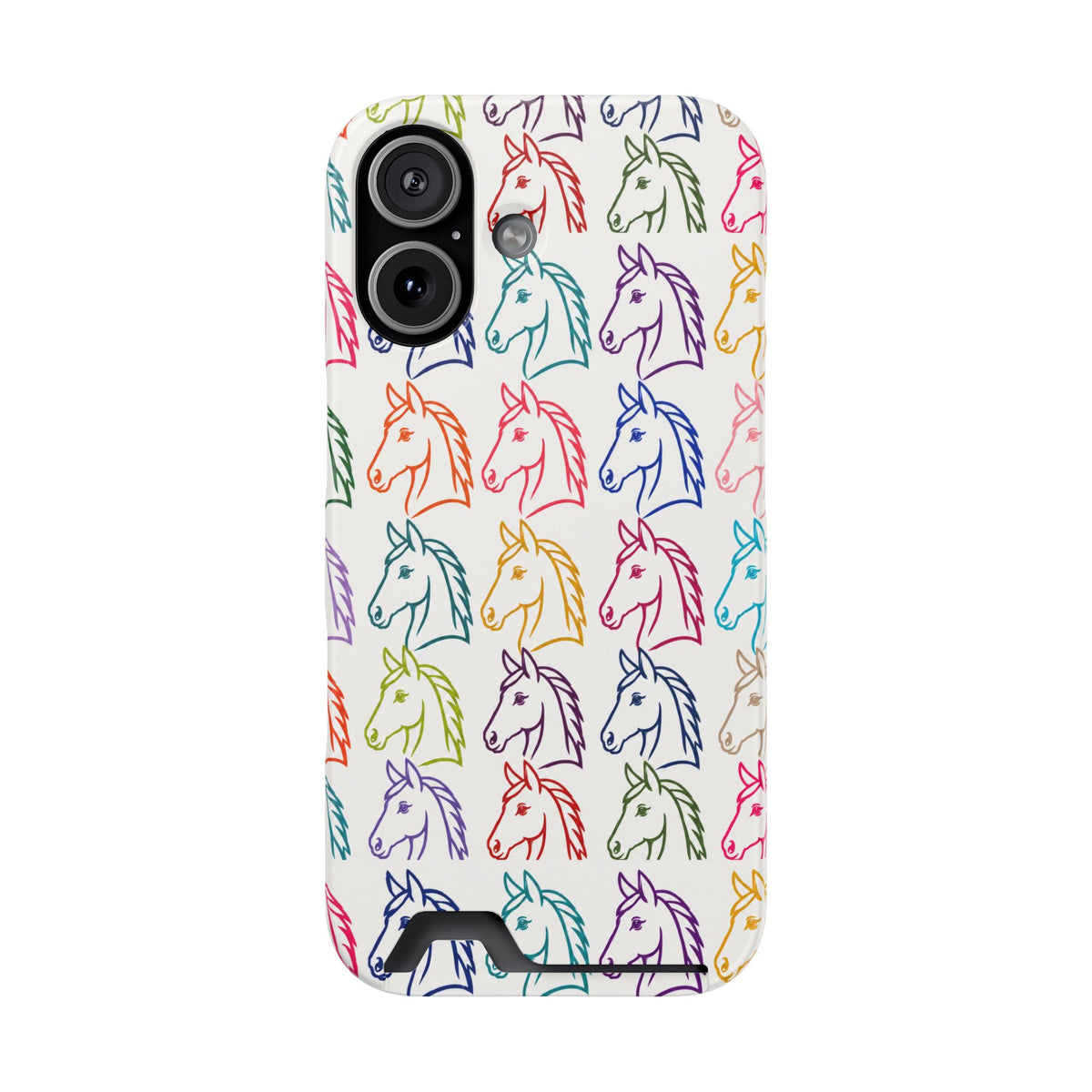 Colorful Horse Pattern Phone Case | Equestrian Horse Lover Slim Wallet Phone Case