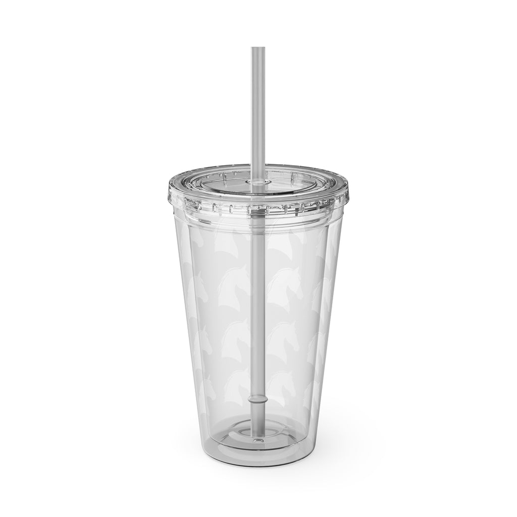 Horse Head Pattern Tumbler — 16oz Insulated Straw Cup