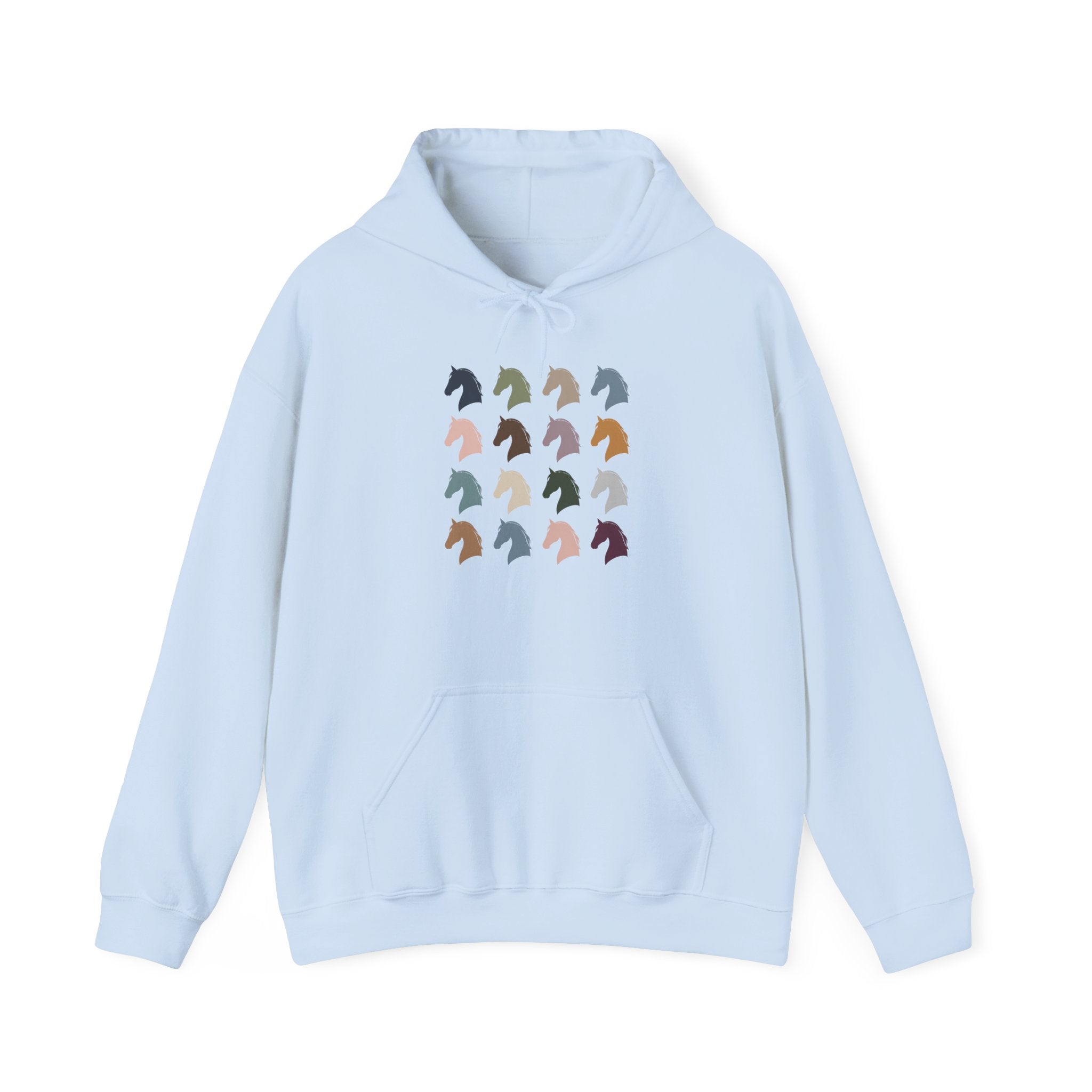 Minimal horse head pattern hoodie in pastel tones