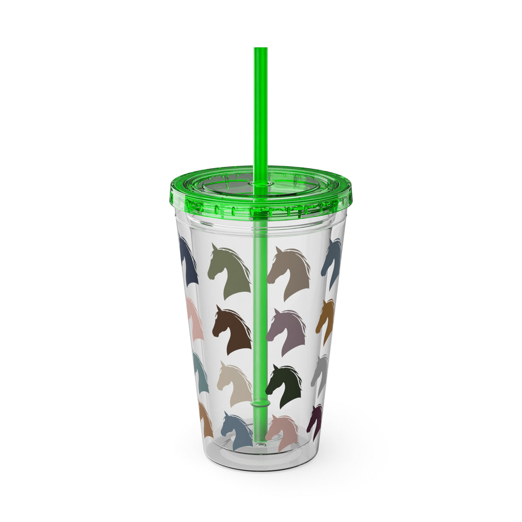 16oz insulated tumbler with horse head pattern
