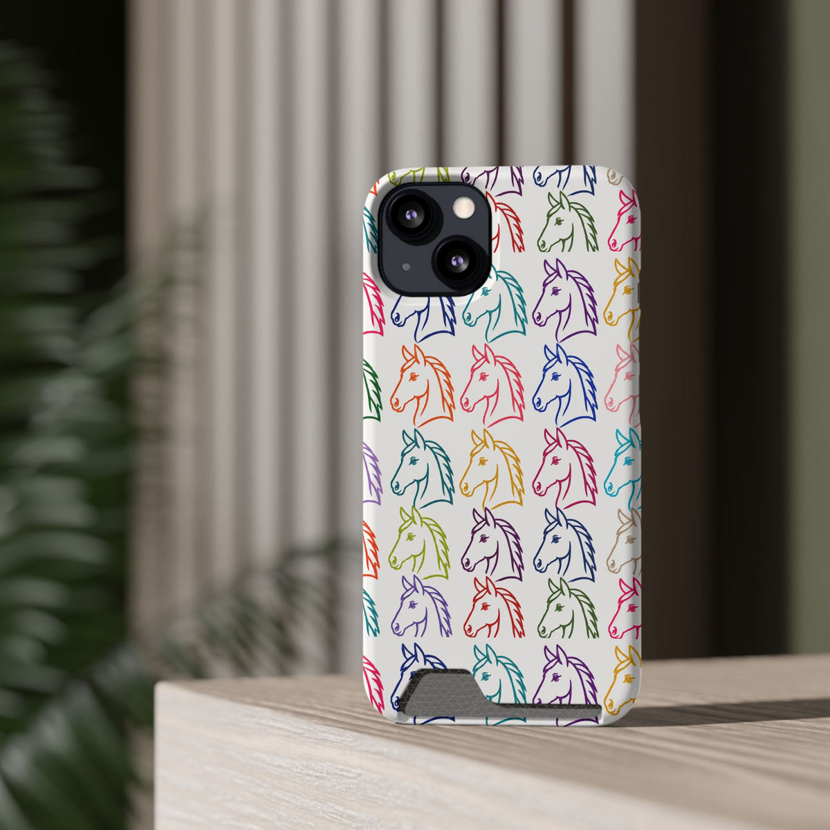 Colorful Horse Pattern Phone Case | Equestrian Horse Lover Slim Wallet Phone Case