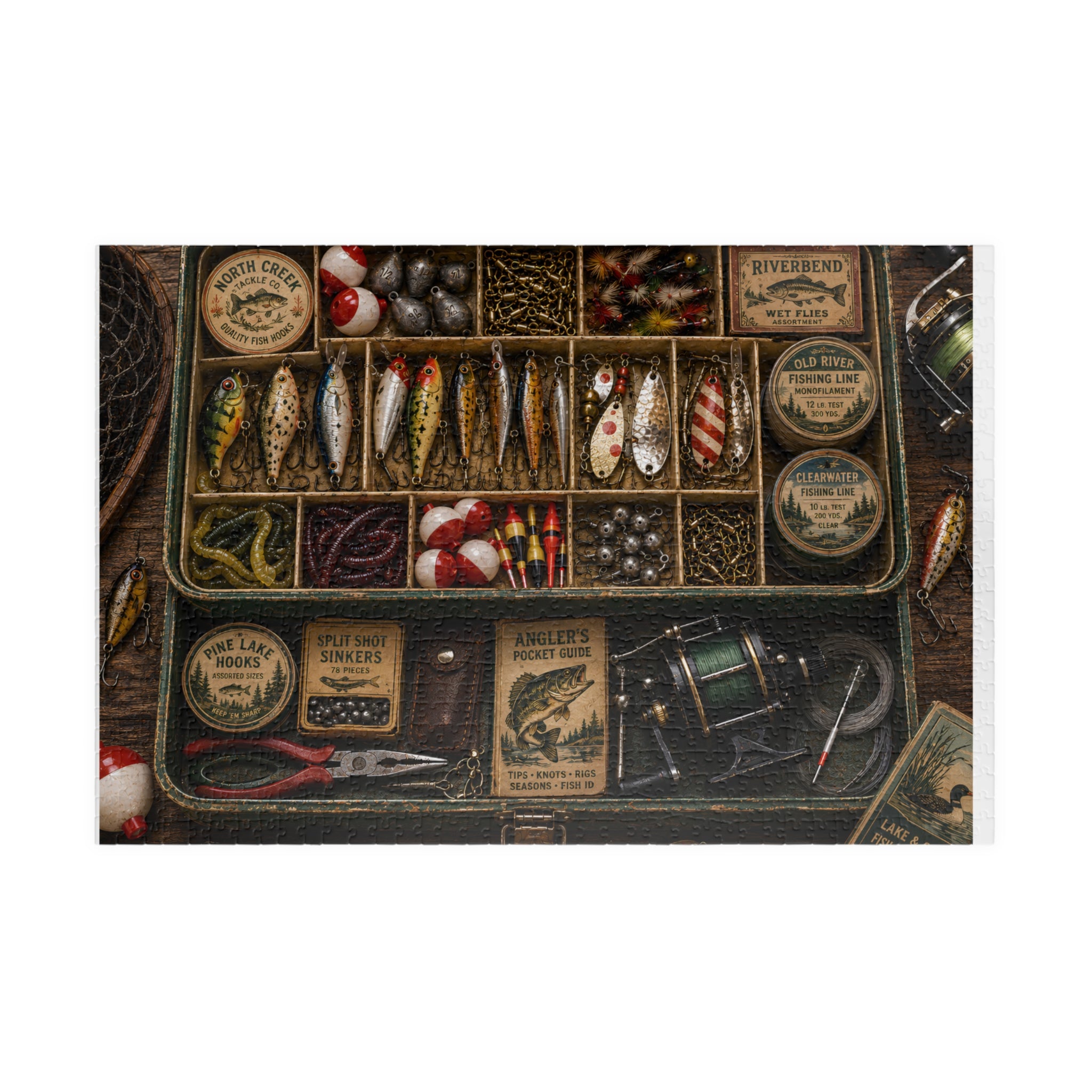 Vintage fishing tackle jigsaw puzzle artwork