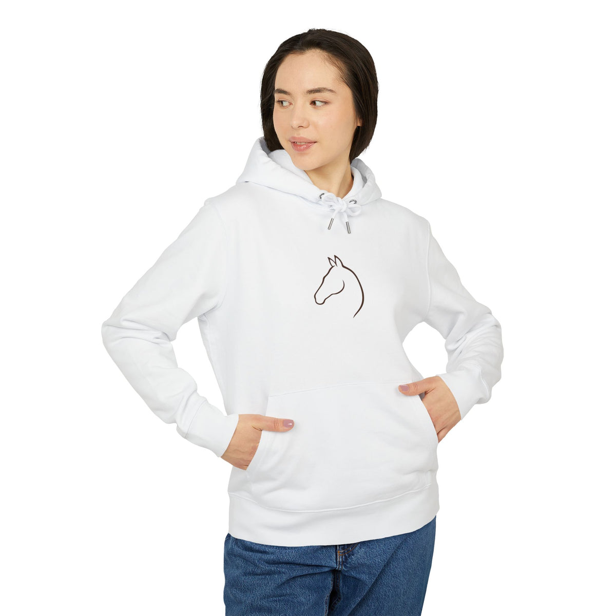 Minimalist Horse Outline Hoodie — Equestrian Line Art Pullover