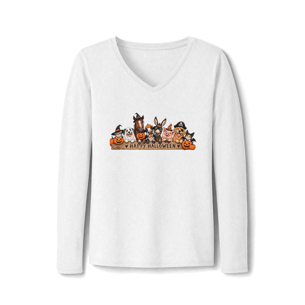 Happy Halloween Animal Shirt | Horse & Farm Halloween Long Sleeve