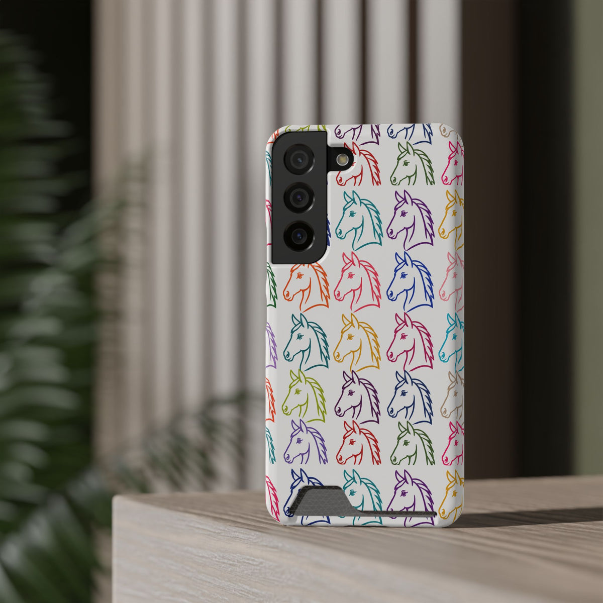 Colorful Horse Pattern Phone Case | Equestrian Horse Lover Slim Wallet Phone Case