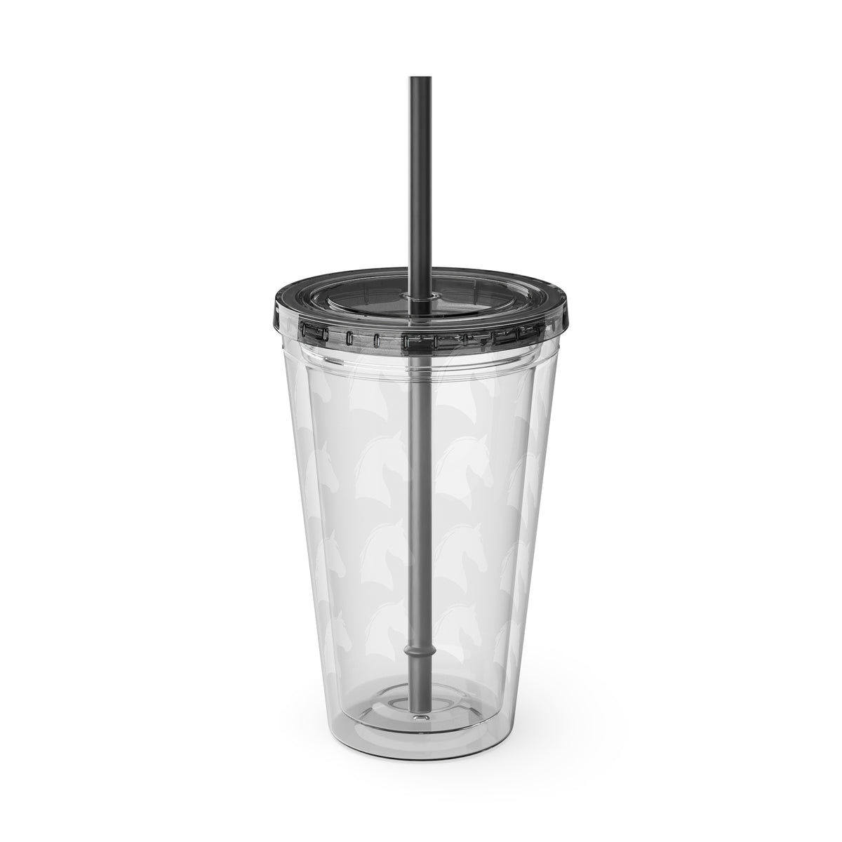 Horse Head Pattern Tumbler — 16oz Insulated Straw Cup