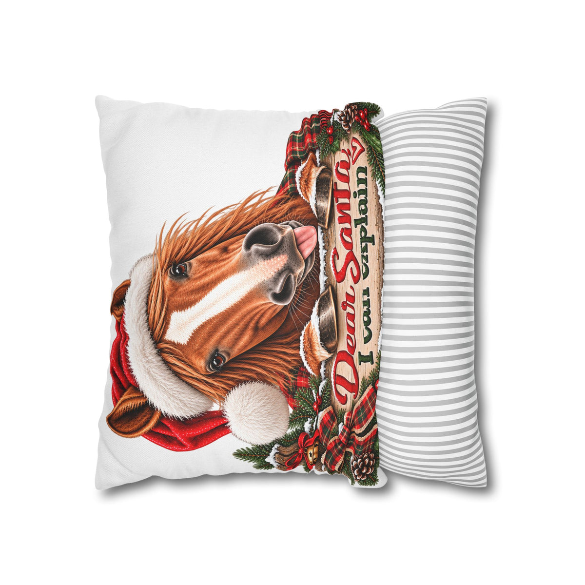 Dear Santa I Can Explain Horse Pillowcase | Funny Equestrian Christmas Pillow Cover | Horse Lover Holiday Decor | Christmas Horse Gift