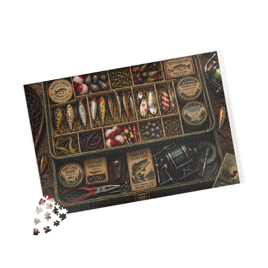 Vintage fishing tackle jigsaw puzzle artwork