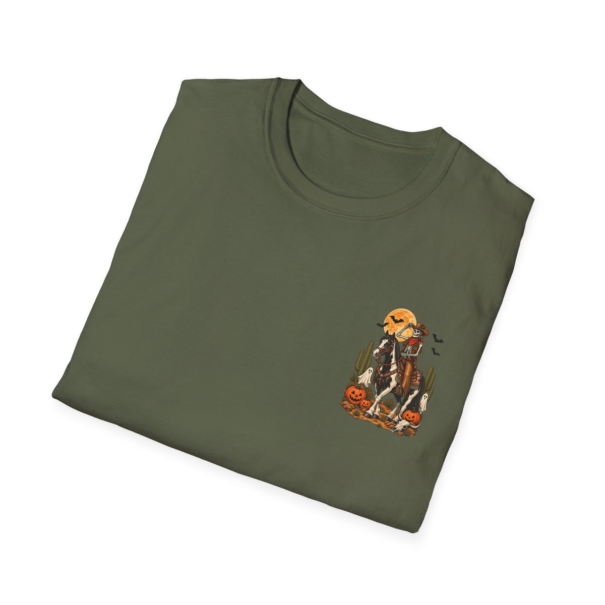 Western Halloween Skeleton Cowboy Horse T-Shirt – Spooky Equestrian Tee