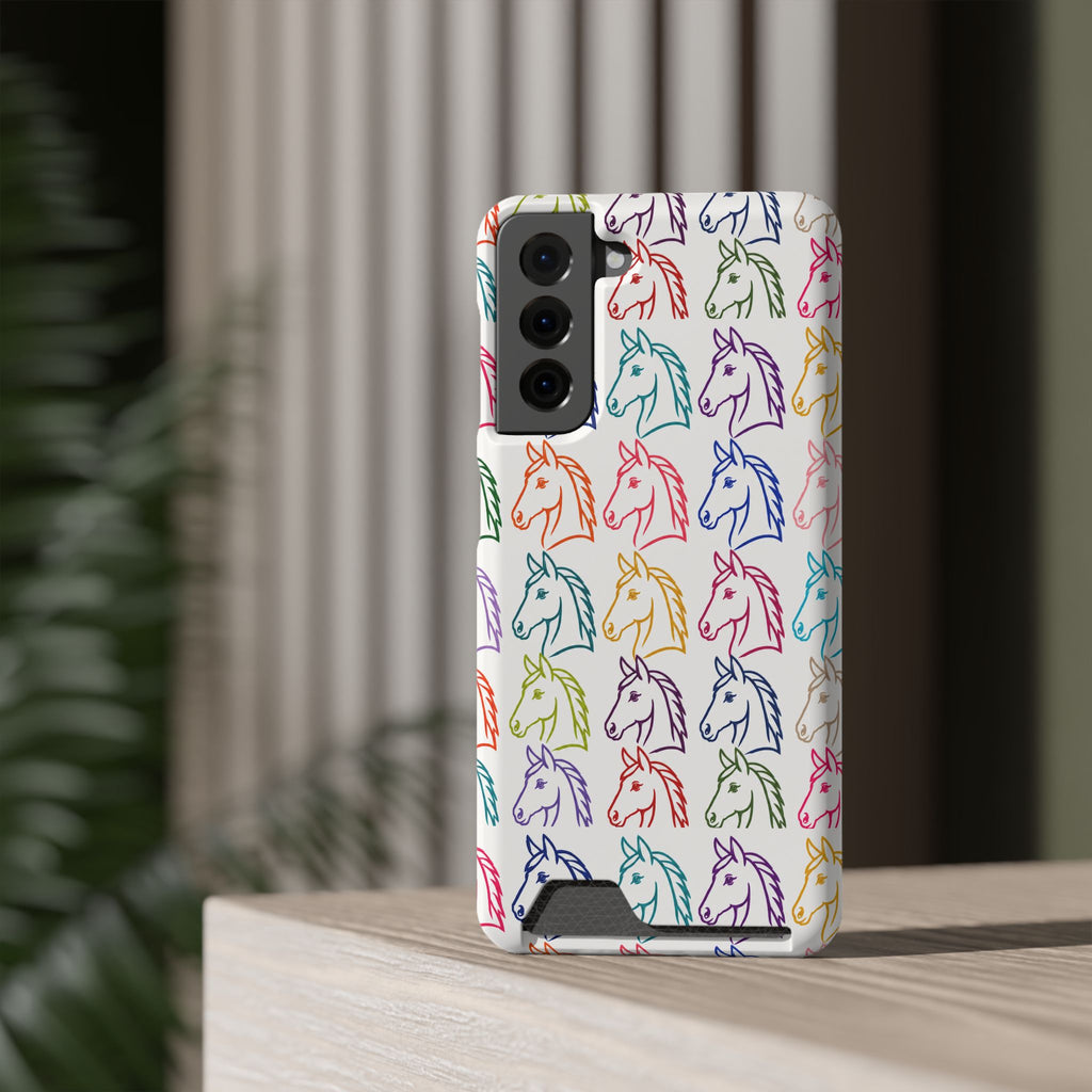 Colorful Horse Pattern Phone Case | Equestrian Horse Lover Slim Wallet Phone Case