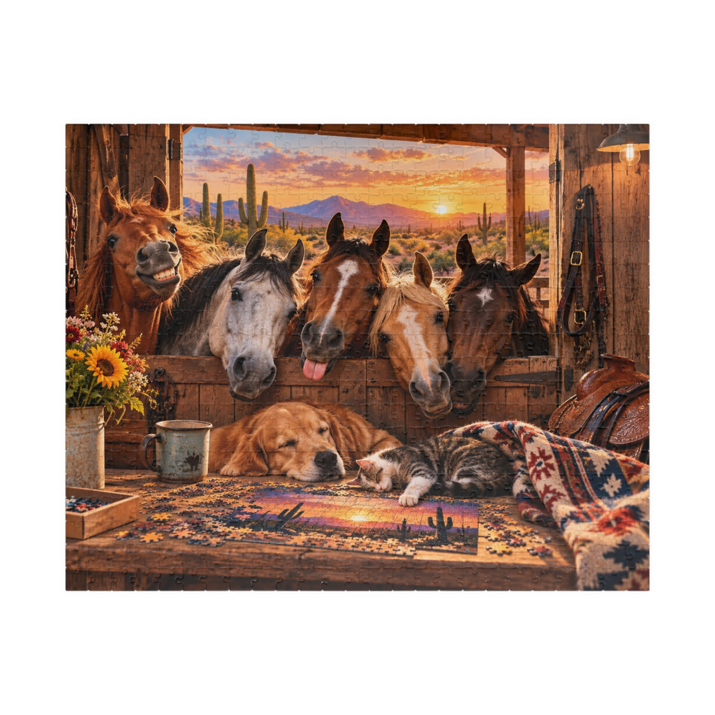 Funny Horse Puzzle – Barn Life Jigsaw Puzzle for Horse Lovers, Equestrian Gift