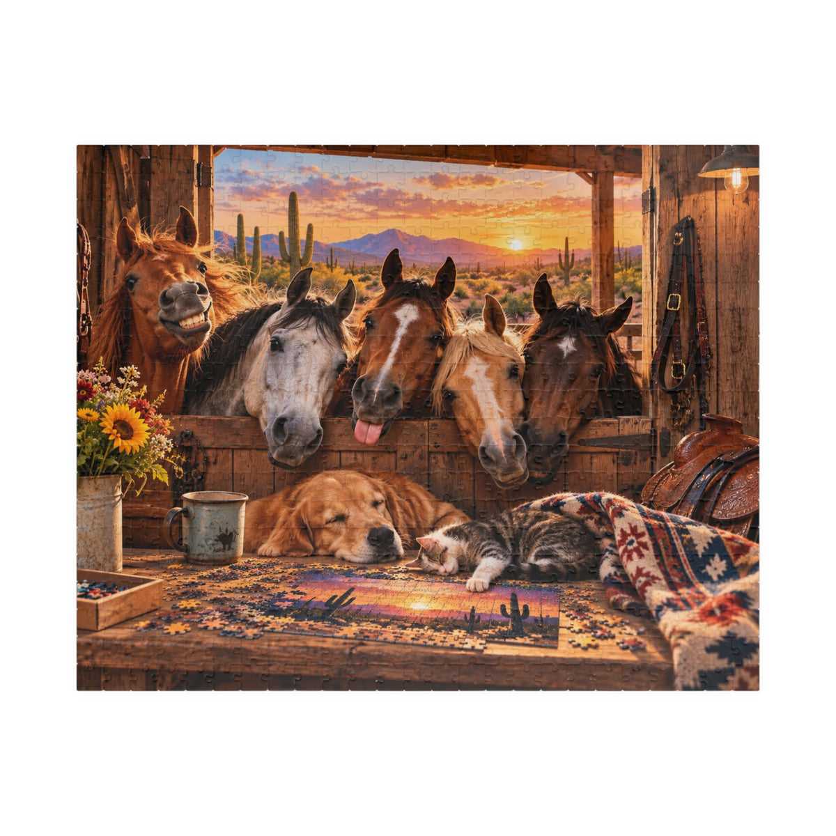 Funny Horse Puzzle – Barn Life Jigsaw Puzzle for Horse Lovers, Equestrian Gift