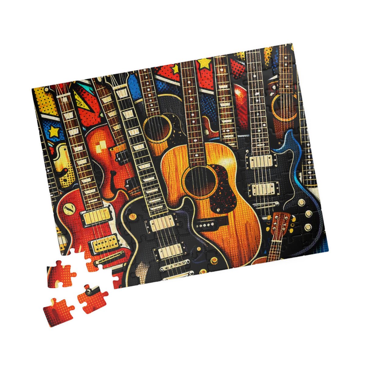 Pop art guitar jigsaw puzzle artwork