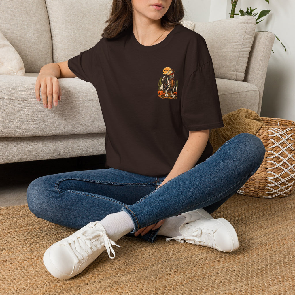 Western Halloween Skeleton Cowboy Horse T-Shirt – Spooky Equestrian Tee