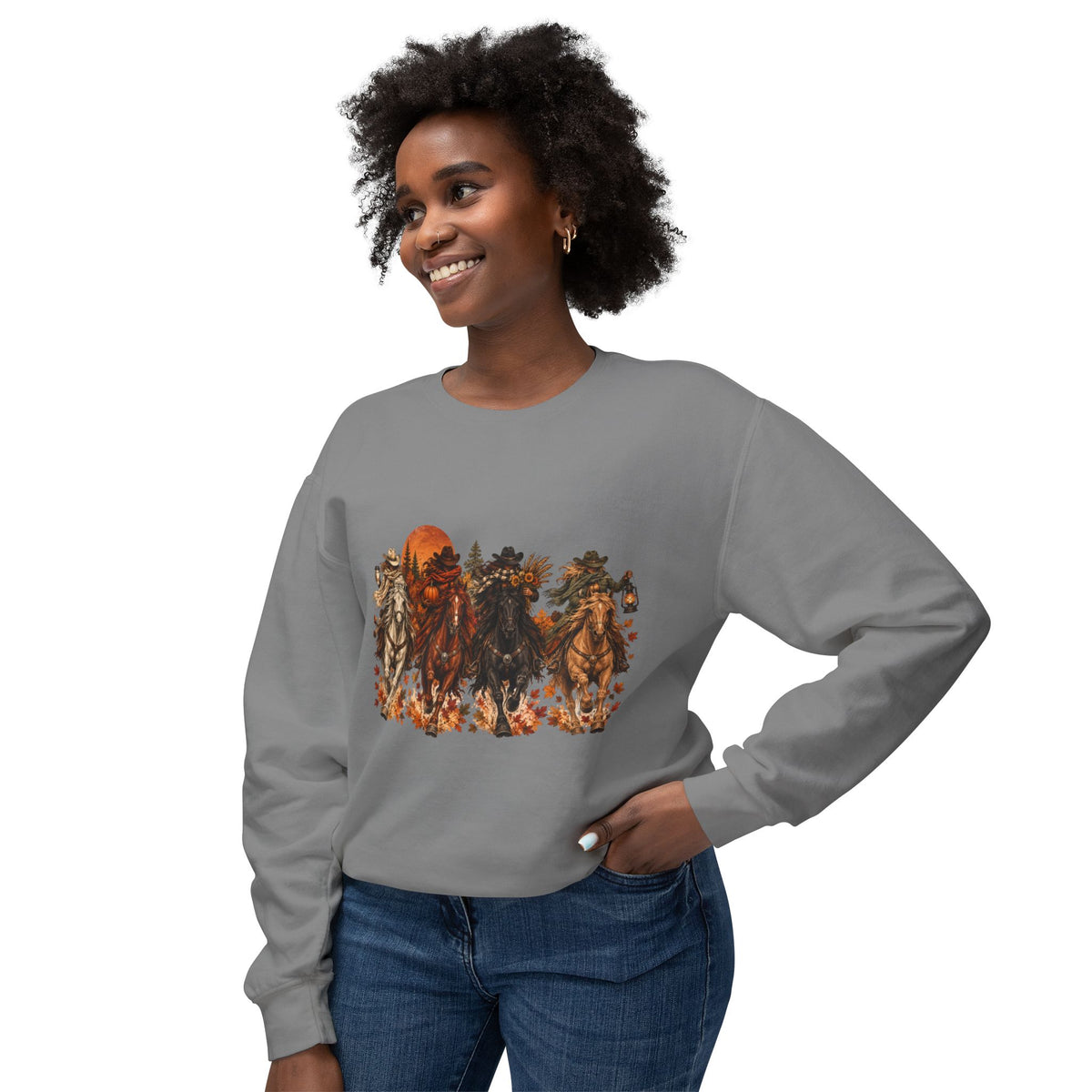Fall Horse Sweatshirt, Western Cowgirl Autumn Crewneck, Horse Lover Gift, Equestrian Fall Sweatshirt