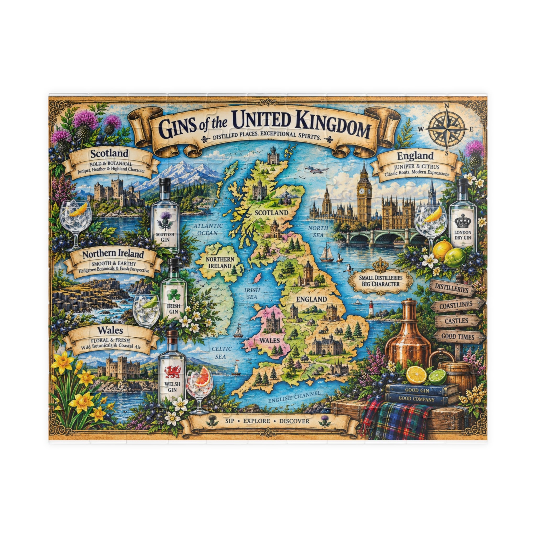 Gins of the United Kingdom jigsaw puzzle map