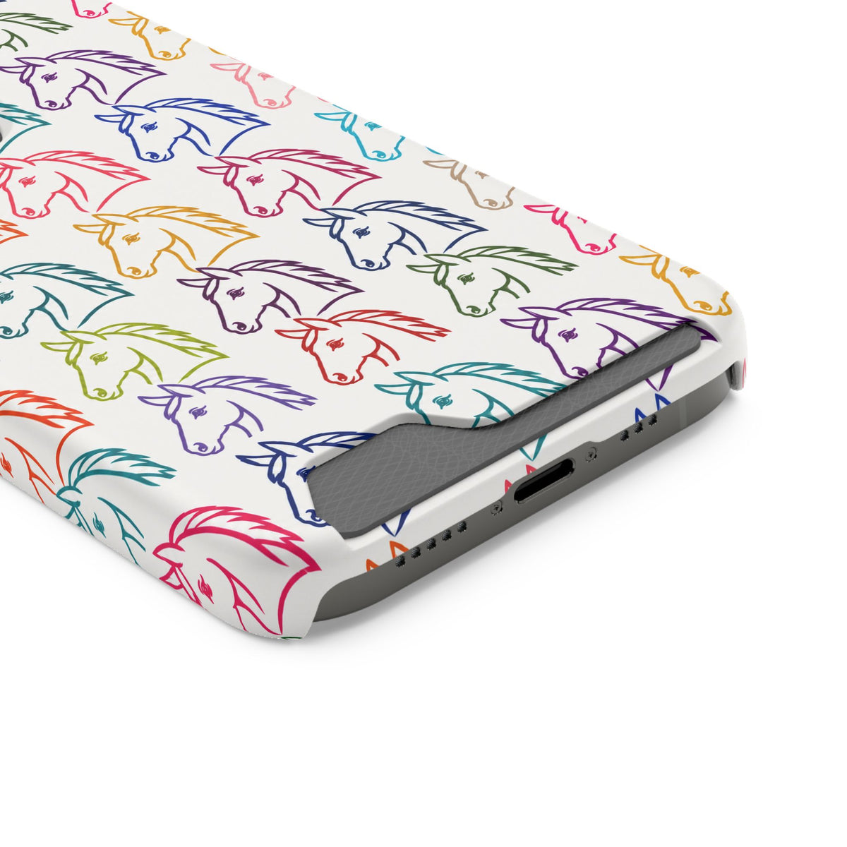 Colorful Horse Pattern Phone Case | Equestrian Horse Lover Slim Wallet Phone Case