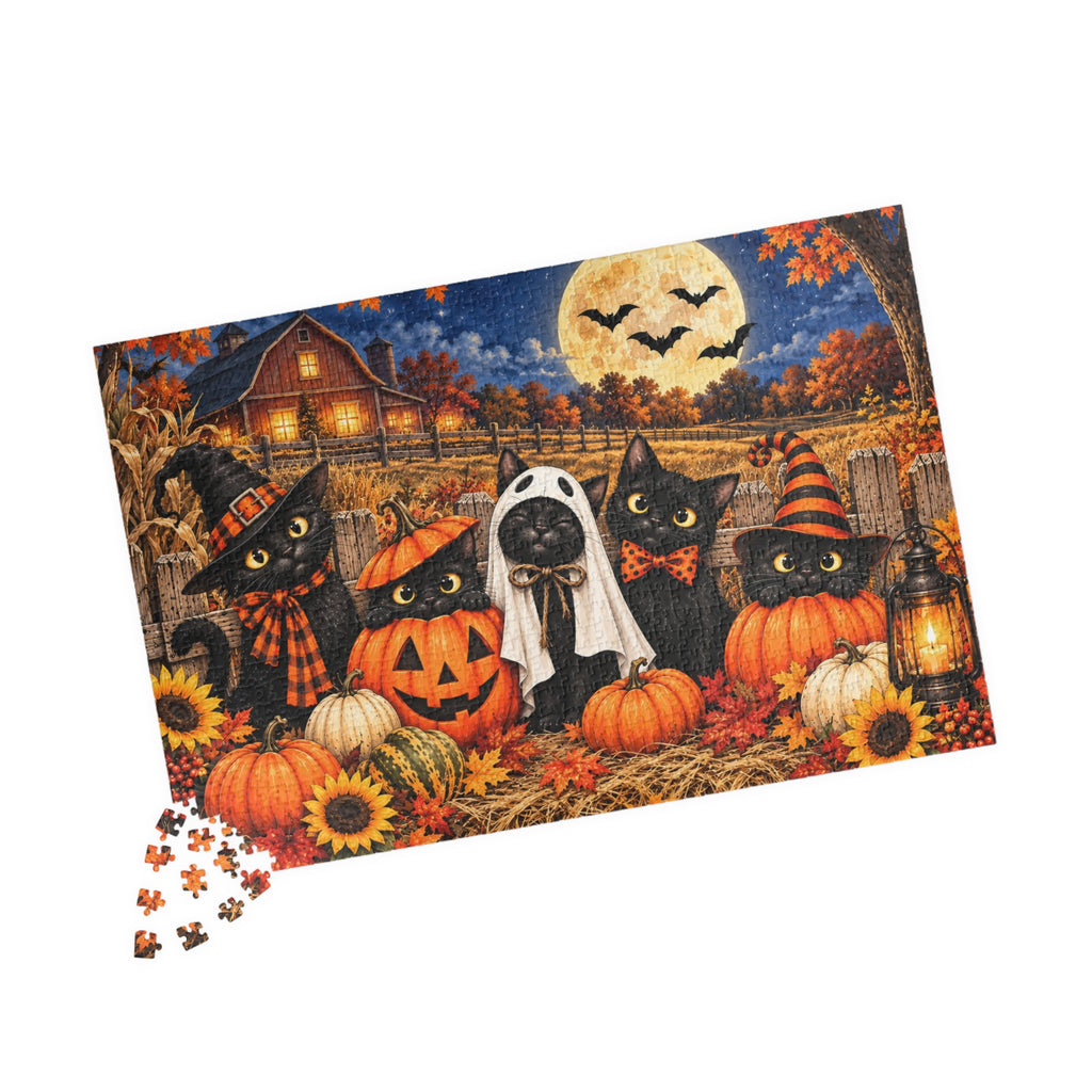 Halloween Black Cat Jigsaw Puzzle – Cute Fall Cat Puzzle