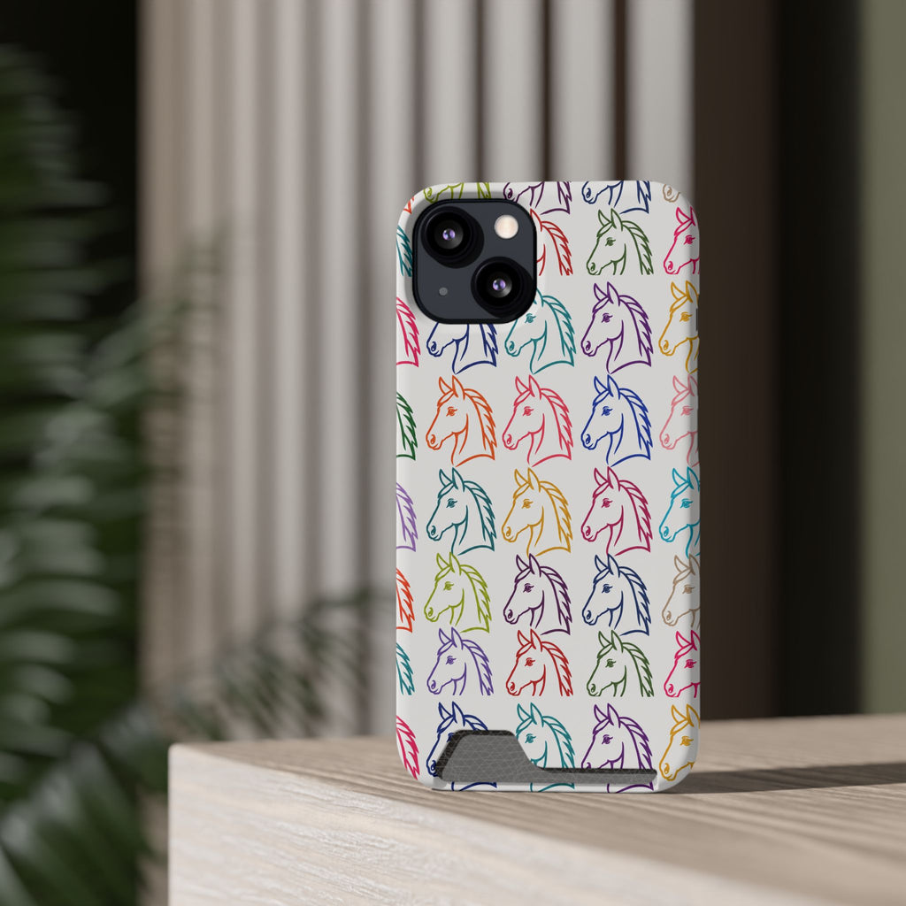 Colorful Horse Pattern Phone Case | Equestrian Horse Lover Slim Wallet Phone Case