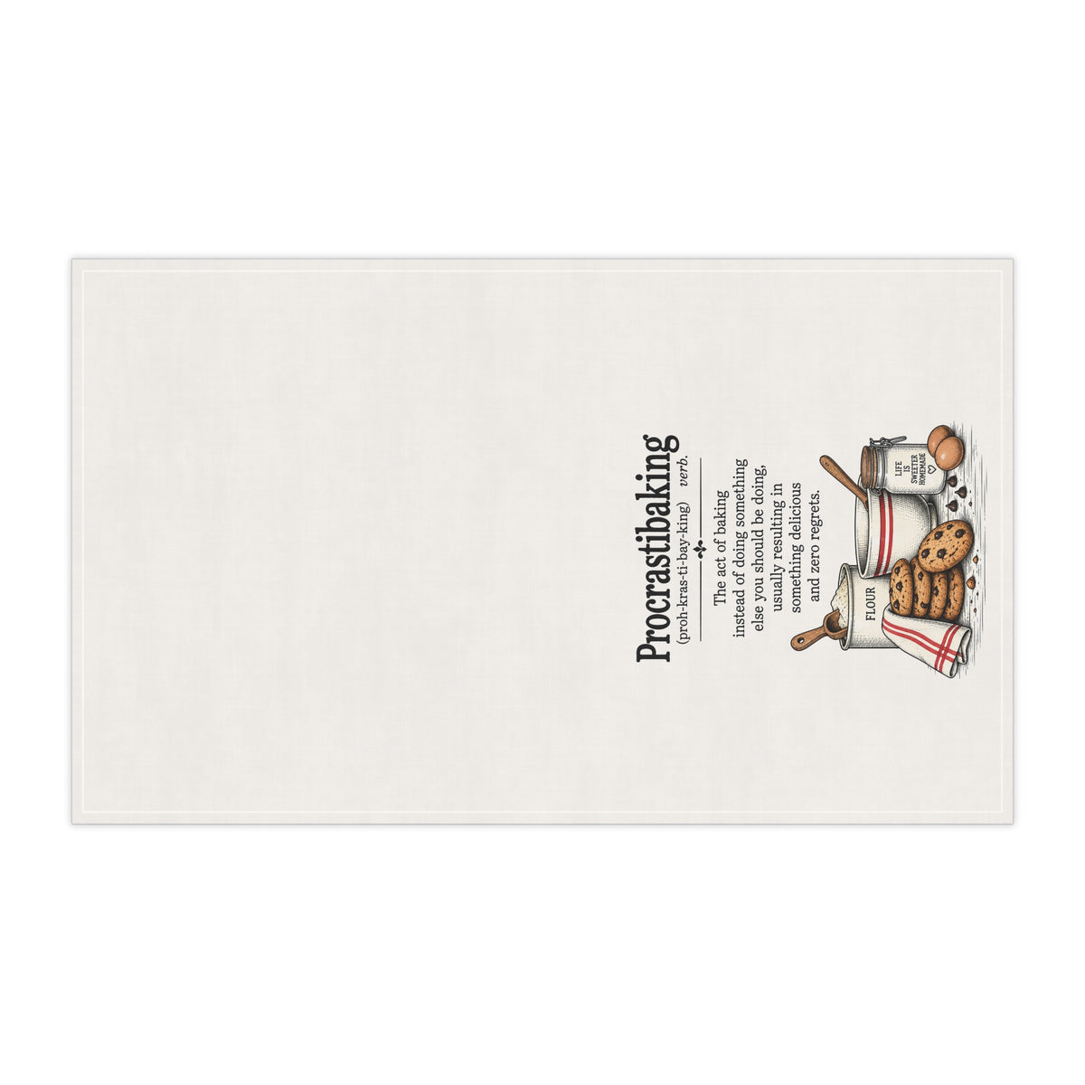 Procrastibaking Tea Towel — Funny Baking Definition Kitchen Towel, Cook’s Gift