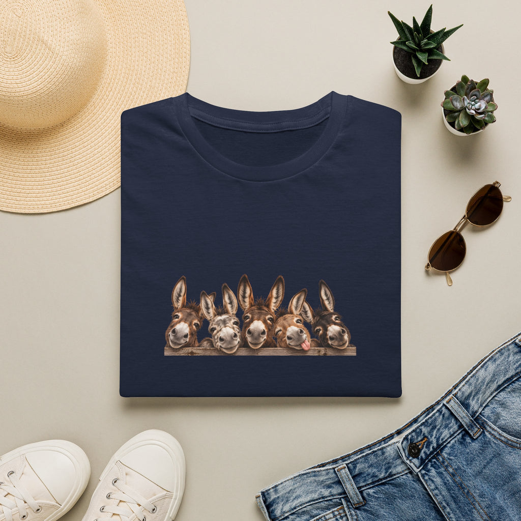 Donkey Row T-Shirt — Cute Peeking Donkeys Graphic Tee
