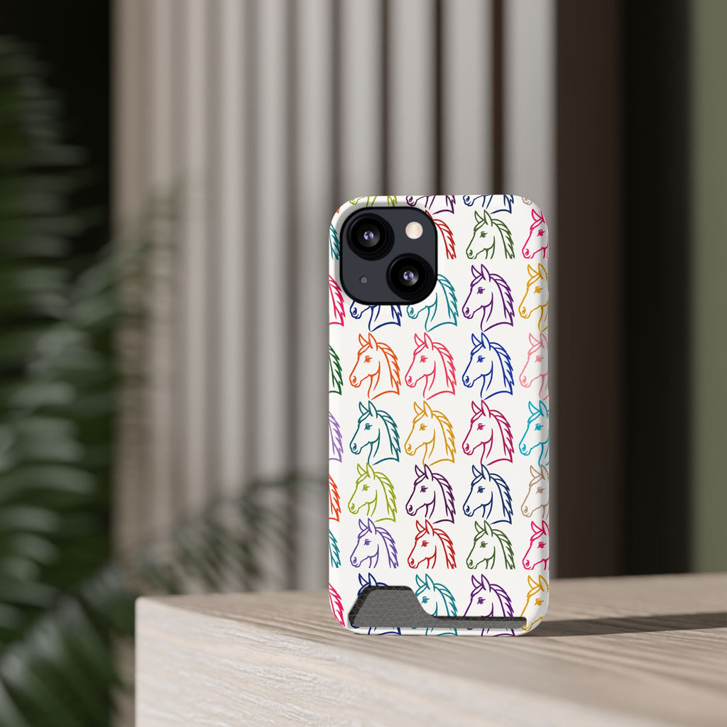Colorful Horse Pattern Phone Case | Equestrian Horse Lover Slim Wallet Phone Case