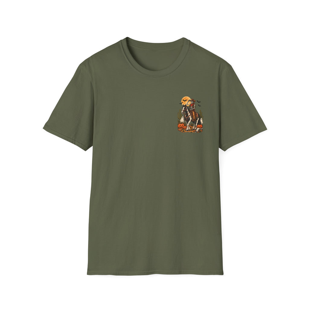 Western Halloween Skeleton Cowboy Horse T-Shirt – Spooky Equestrian Tee