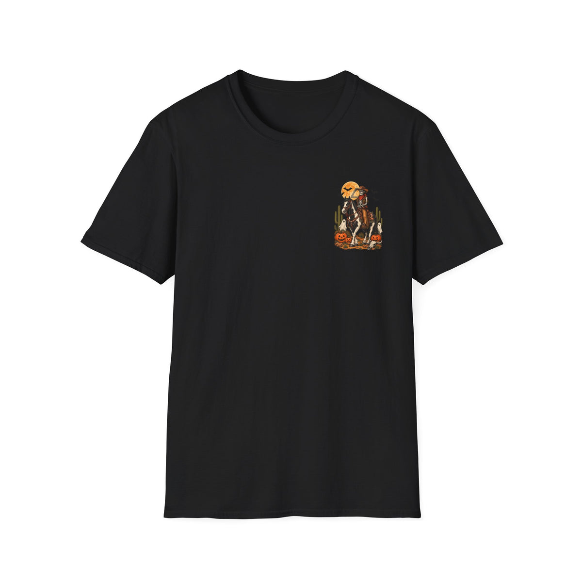 Western Halloween Skeleton Cowboy Horse T-Shirt – Spooky Equestrian Tee