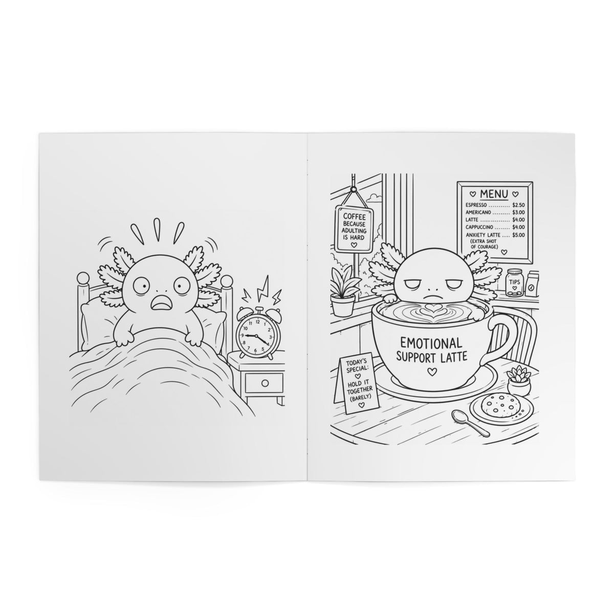 Anxious Axolotl adult coloring book cover