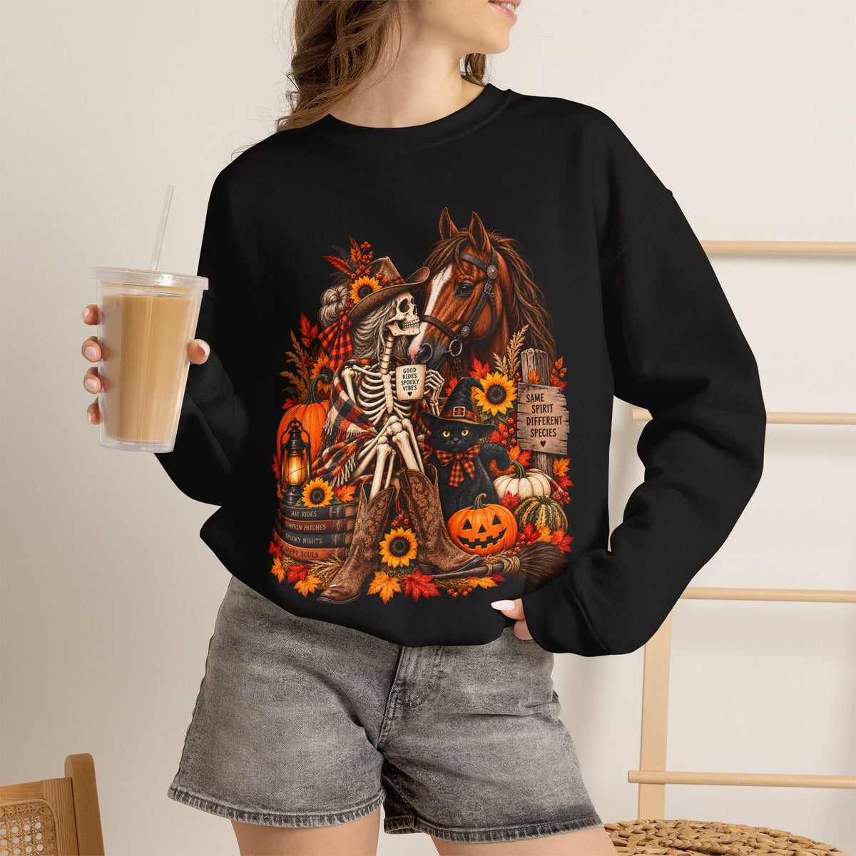 Western Horse Halloween Sweatshirt | Spooky Equestrian Fall Graphic