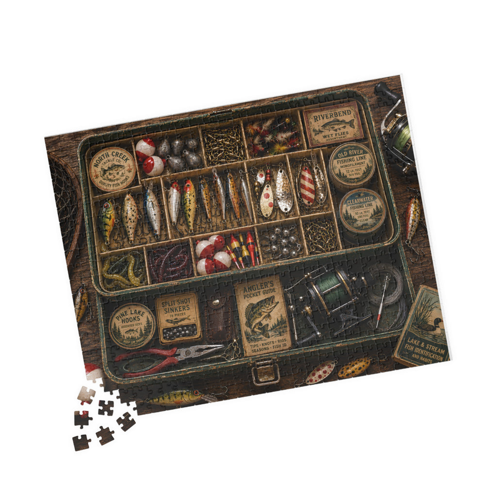 Vintage fishing tackle jigsaw puzzle artwork