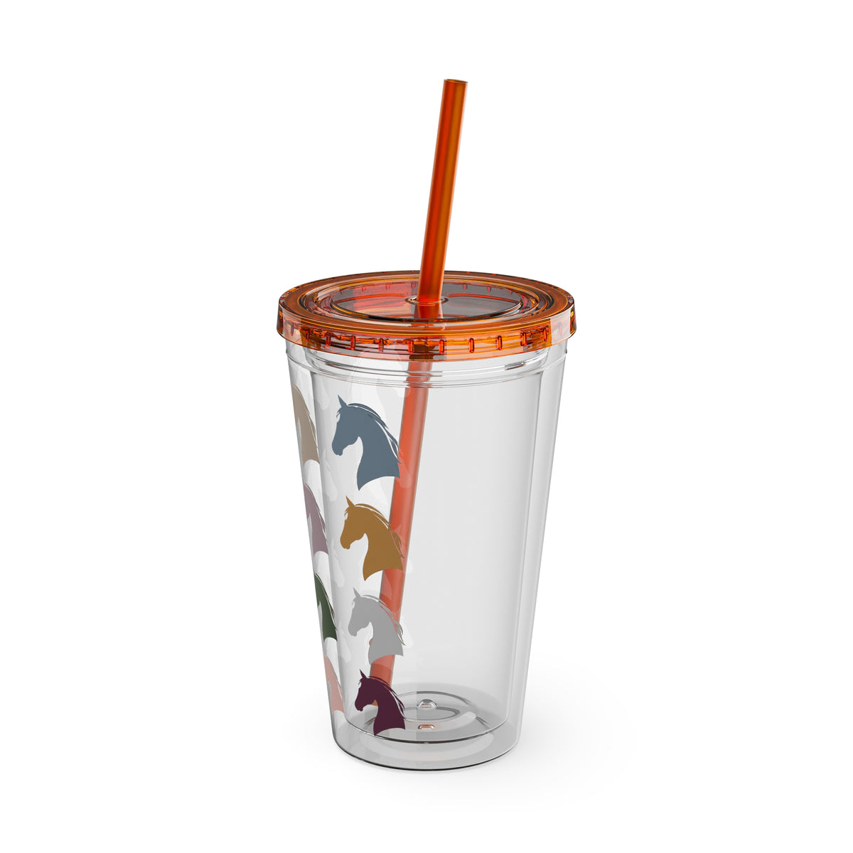 Horse Head Pattern Tumbler — 16oz Insulated Straw Cup