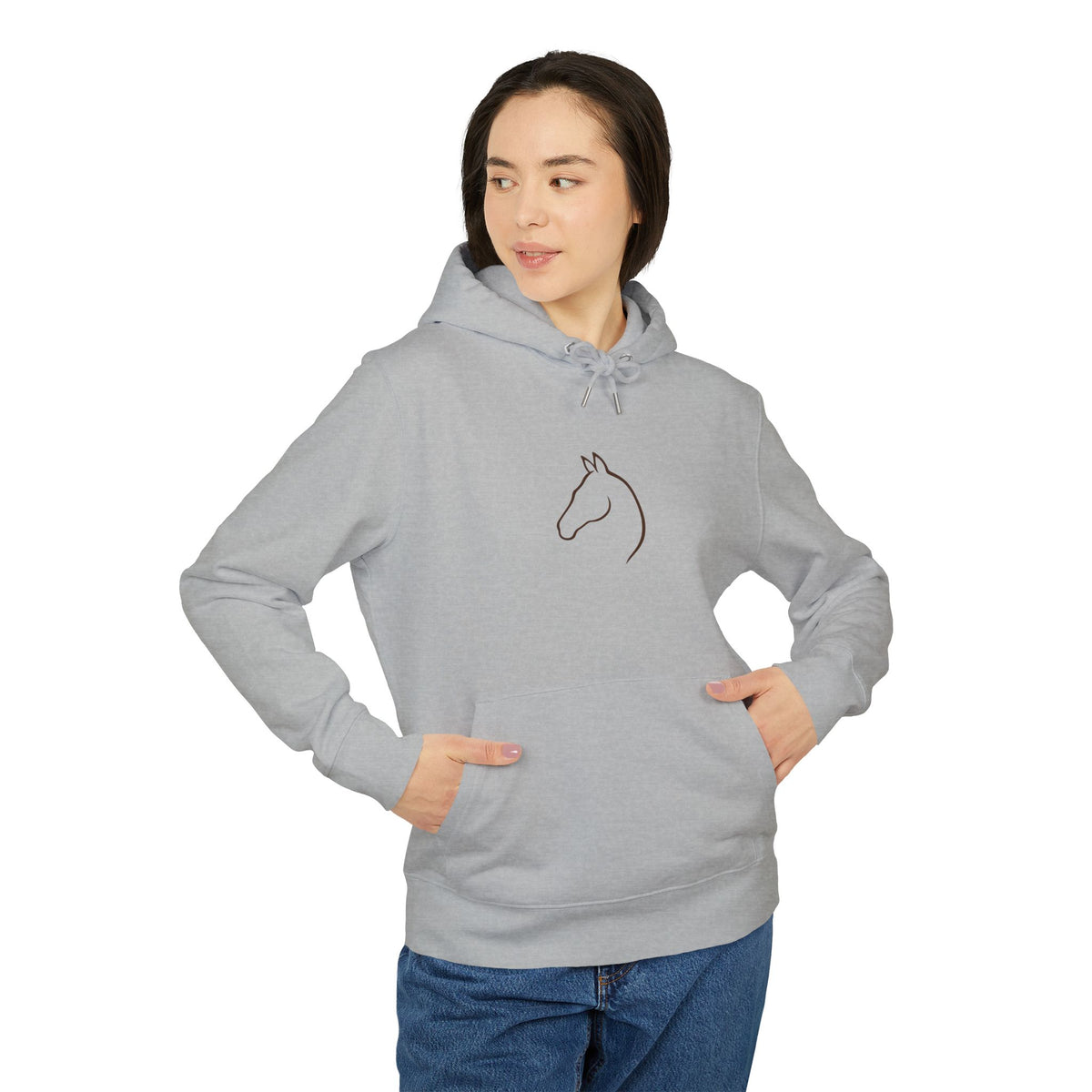 Minimalist Horse Outline Hoodie — Equestrian Line Art Pullover