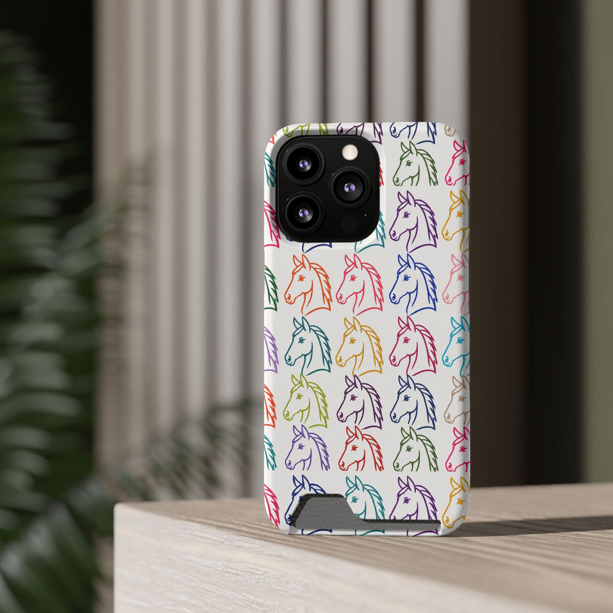 Colorful Horse Pattern Phone Case | Equestrian Horse Lover Slim Wallet Phone Case
