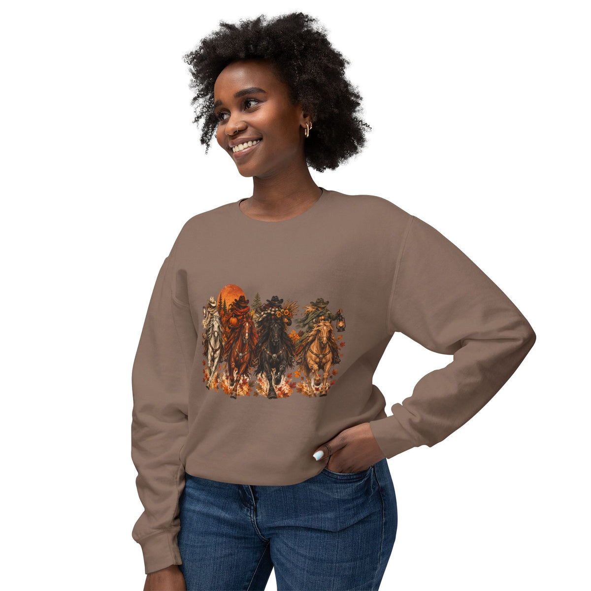 Fall Horse Sweatshirt, Western Cowgirl Autumn Crewneck, Horse Lover Gift, Equestrian Fall Sweatshirt