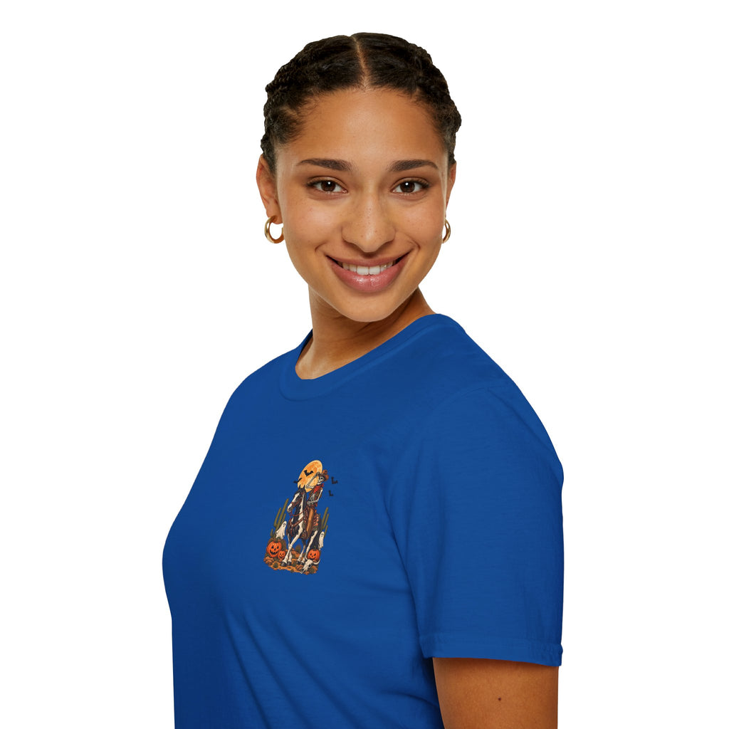 Western Halloween Skeleton Cowboy Horse T-Shirt – Spooky Equestrian Tee