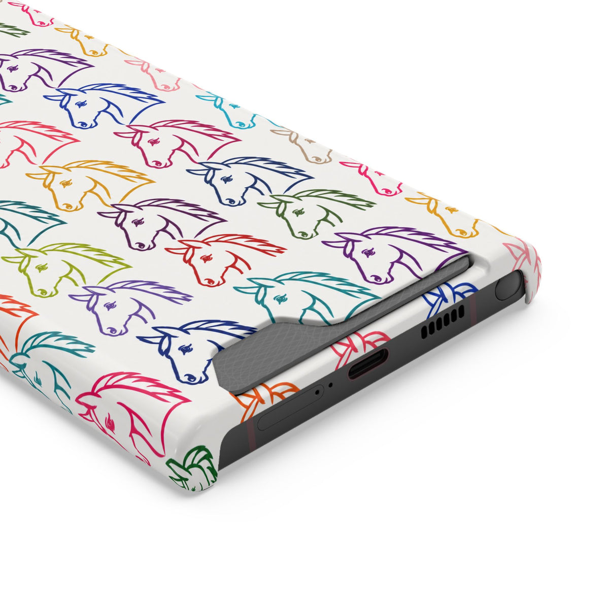 Colorful Horse Pattern Phone Case | Equestrian Horse Lover Slim Wallet Phone Case