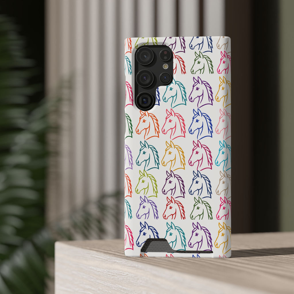 Colorful Horse Pattern Phone Case | Equestrian Horse Lover Slim Wallet Phone Case