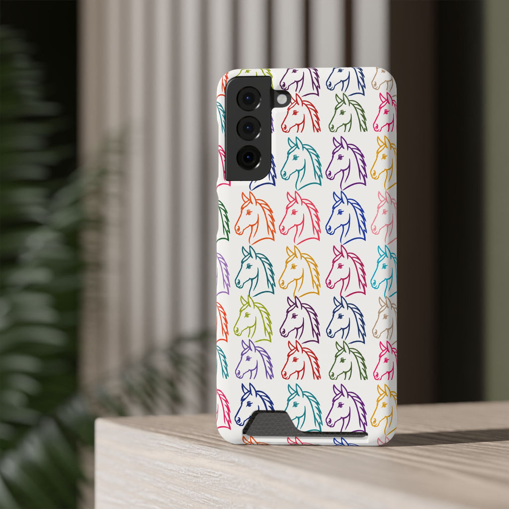 Colorful Horse Pattern Phone Case | Equestrian Horse Lover Slim Wallet Phone Case