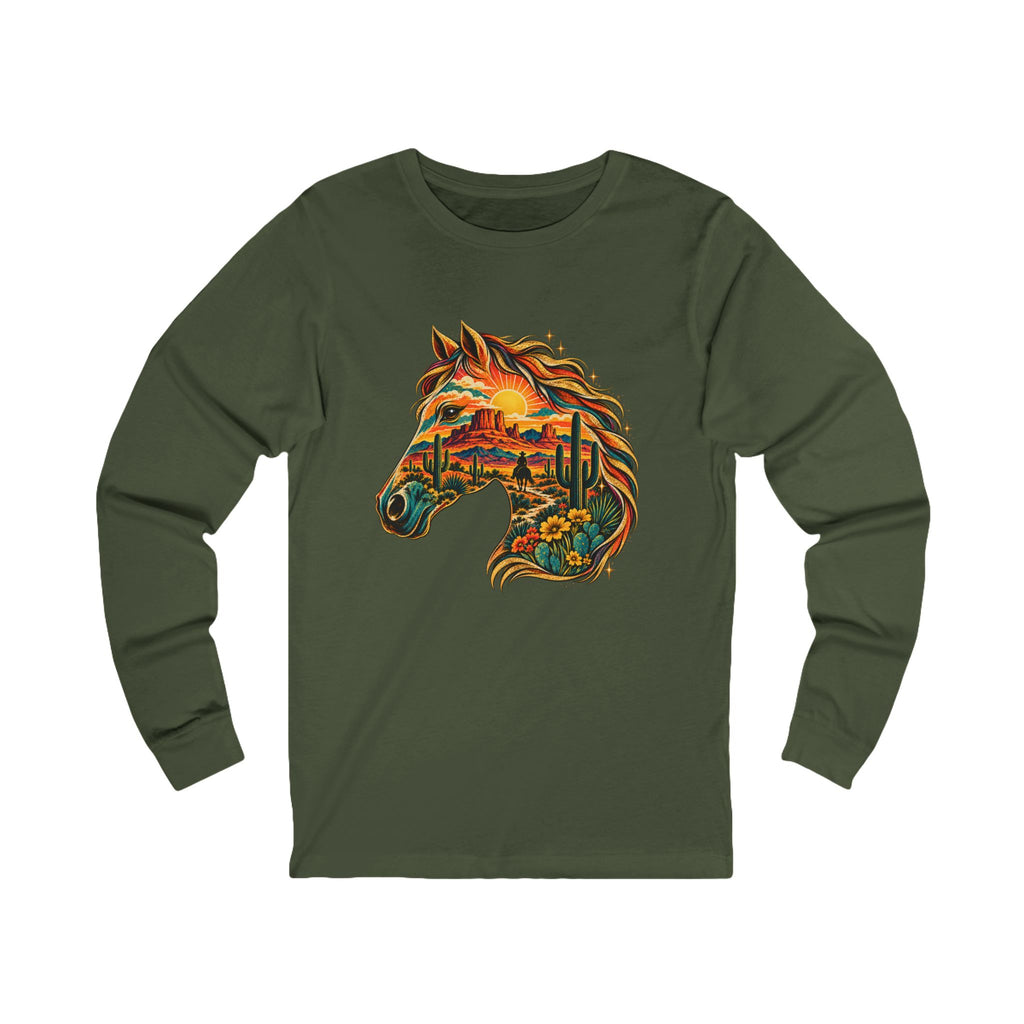Western Horse T-Shirt – Colorful Desert Horse Graphic Tee, Southwestern Equestrian Shirt, Horse Lover Gift