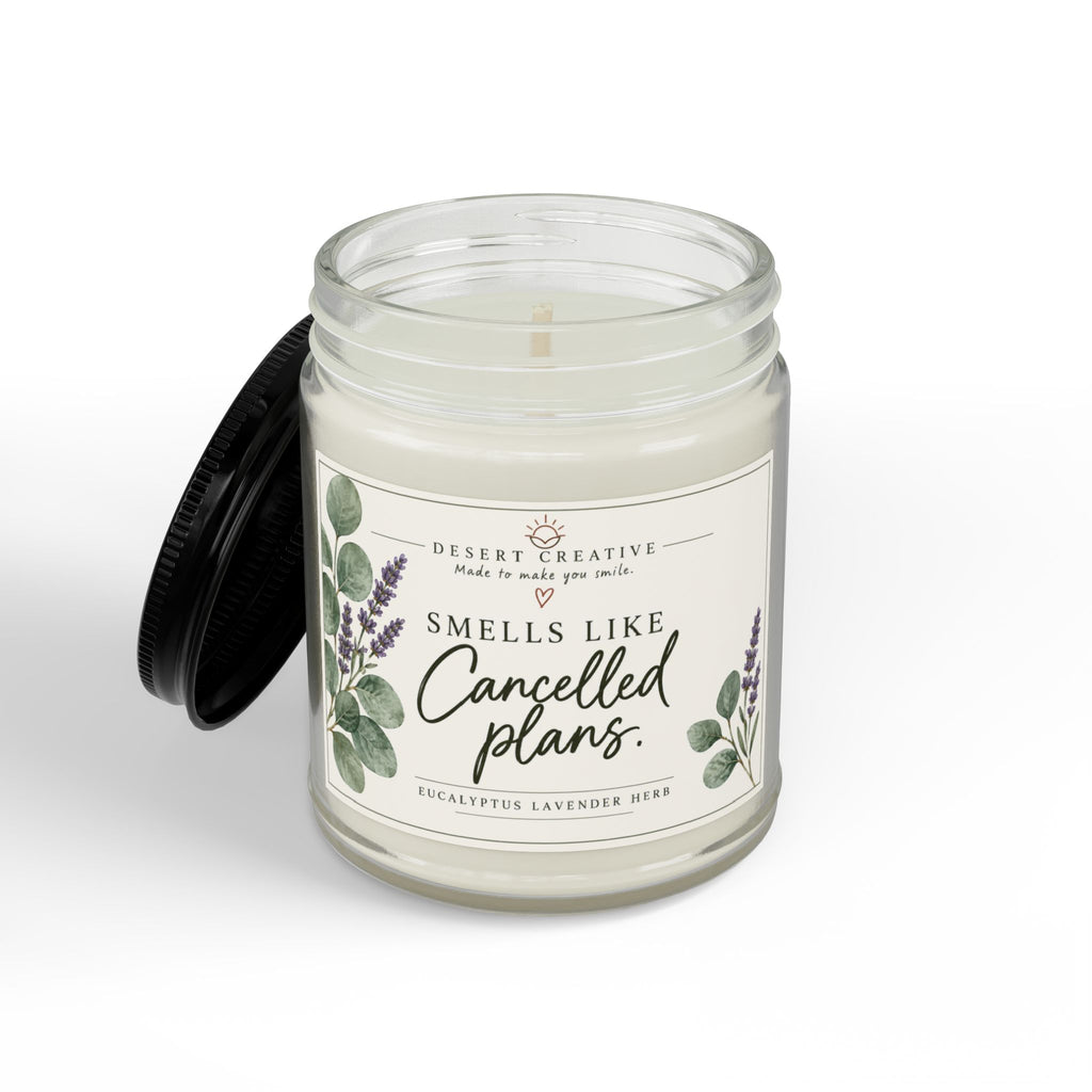 Smells Like Cancelled Plans Candle – Funny Eucalyptus Lavender Scented Candle