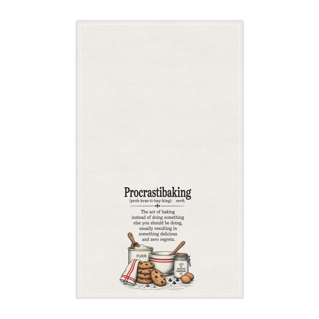 Procrastibaking Tea Towel — Funny Baking Definition Kitchen Towel, Cook’s Gift
