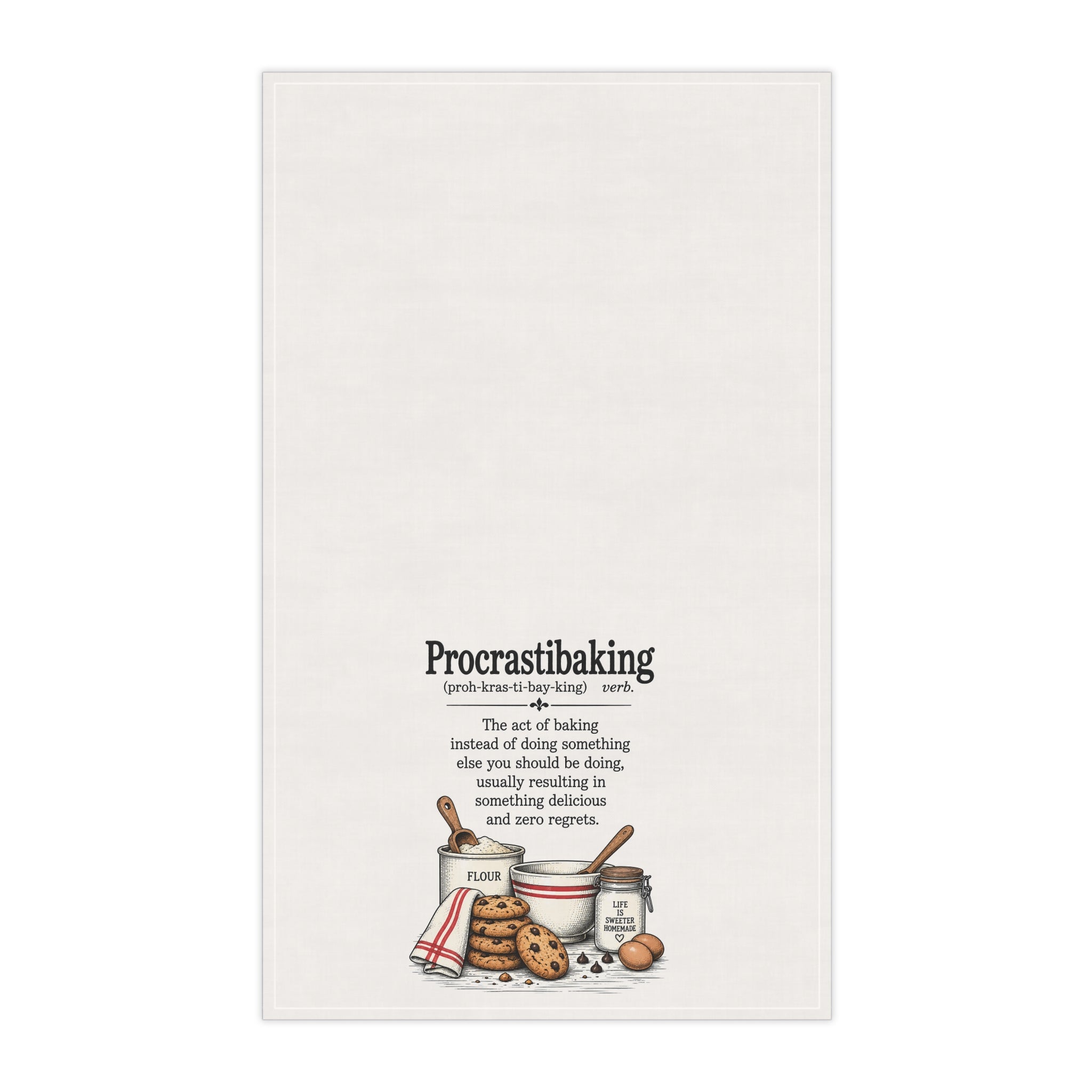 Procrastibaking Tea Towel — Funny Baking Definition Kitchen Towel, Cook’s Gift