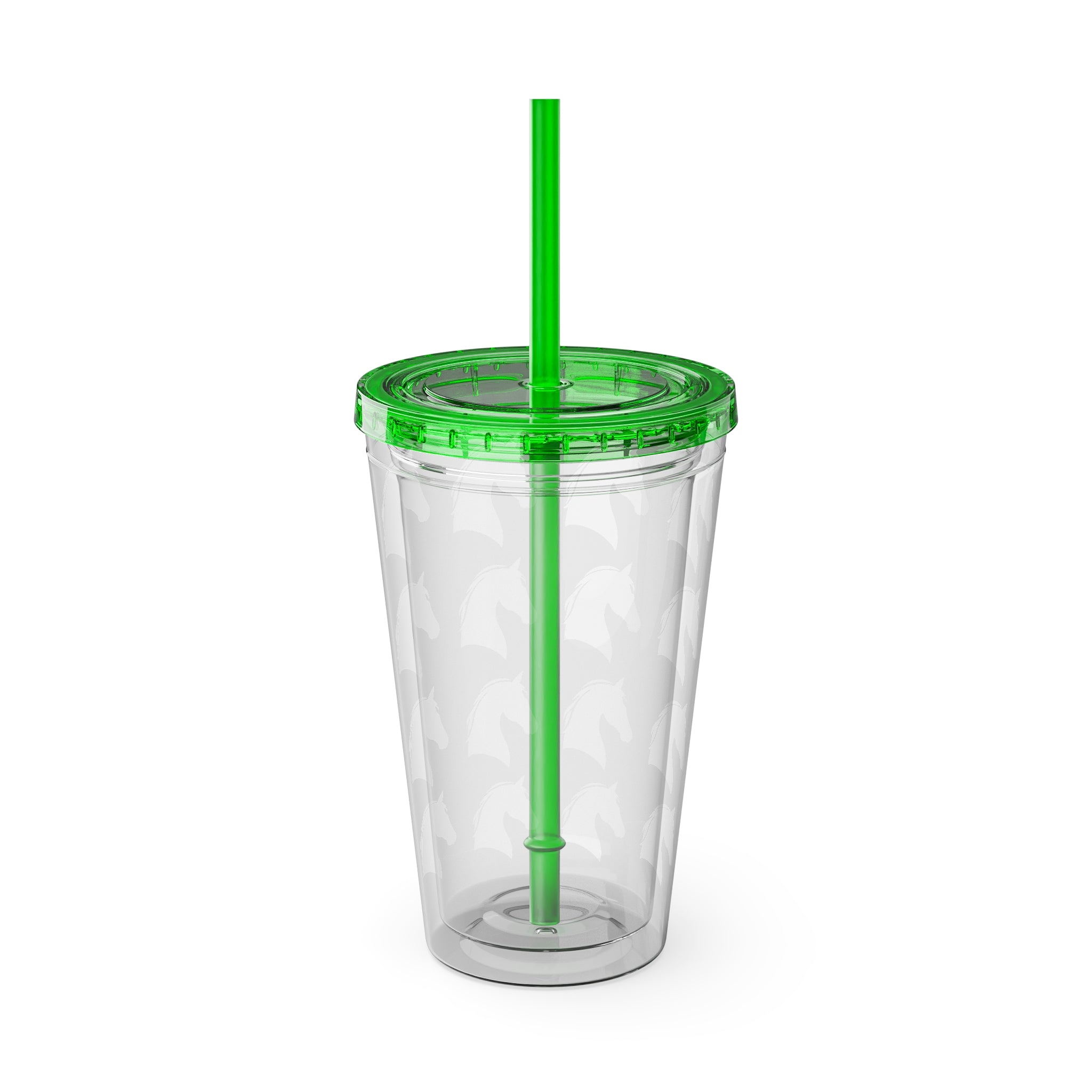 Horse Head Pattern Tumbler — 16oz Insulated Straw Cup