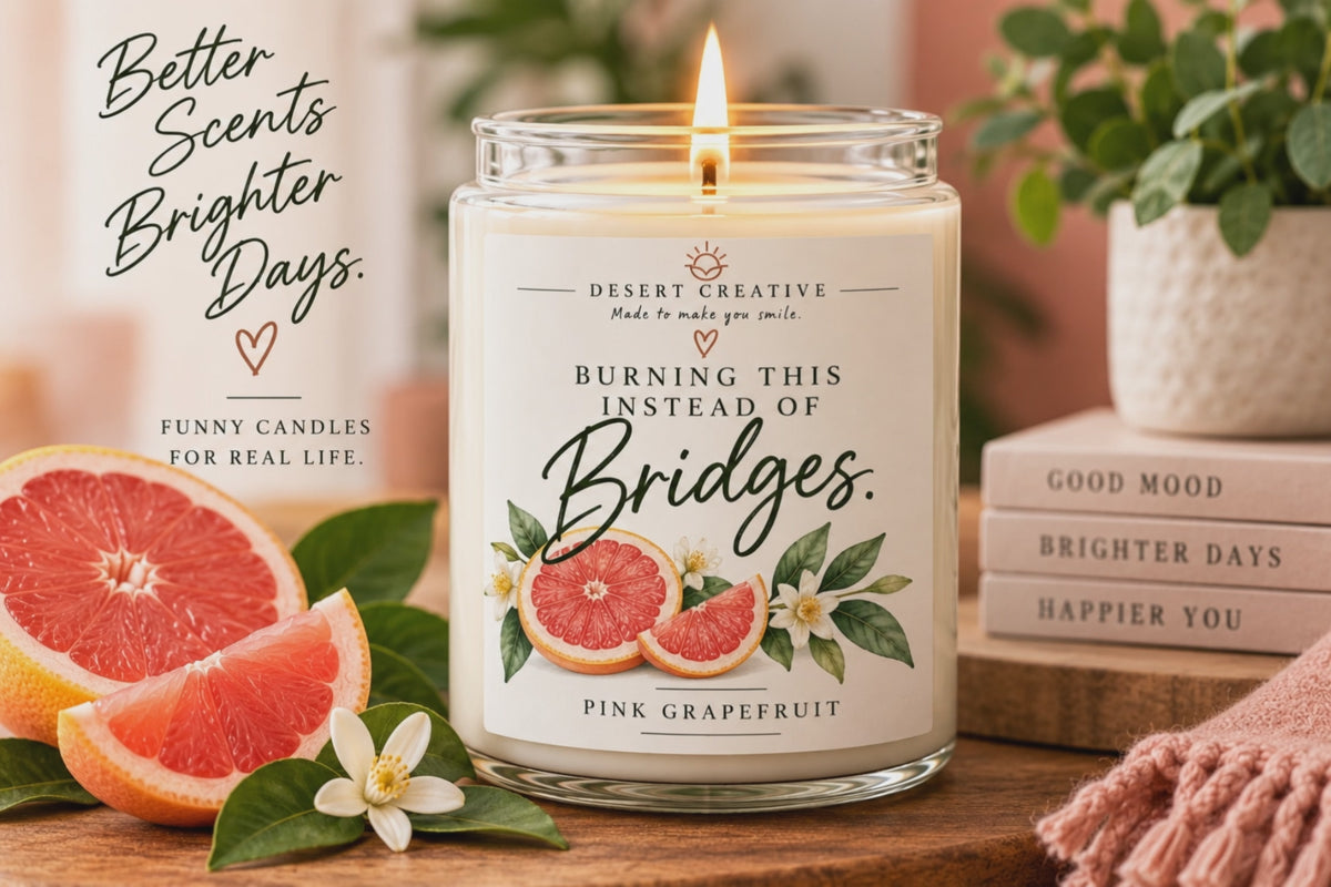 Burning This Instead of Bridges Candle – Funny Pink Grapefruit Scented Candle Gift